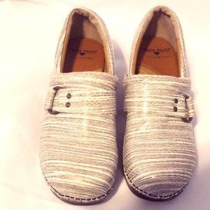 Nurse Mate Clogs, 9M, Leather, gray, white, tan